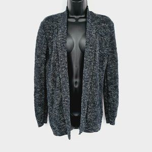 J Crew Factory Cardigan Sweater XS Open Black White Marled Long Sleeve Knit Cozy